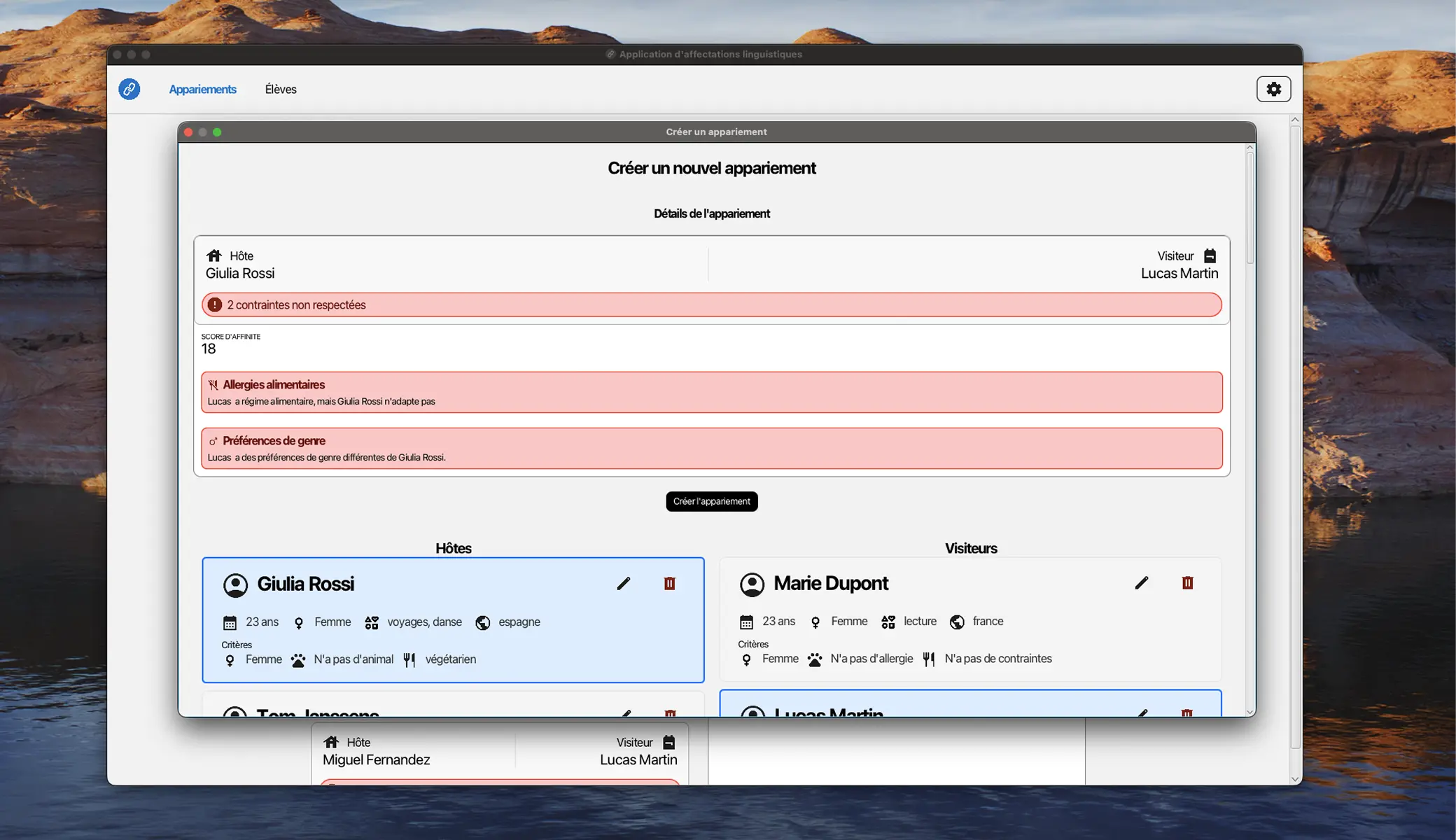 Screenshot of Application d'aide à la décision